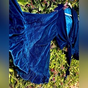 BELL SLEEVE CROP TOP Cotton Velvet Eco 70s Glam